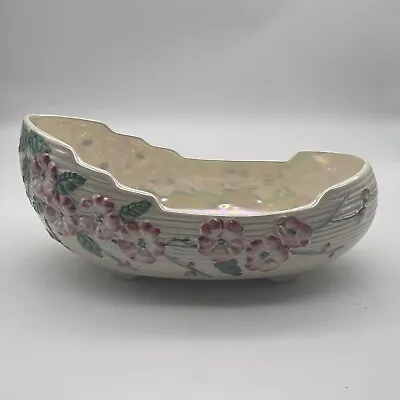 Vintage Maling Lustre Ware Boat Shaped Fruit Bowl With Apple Blossom • £17.50