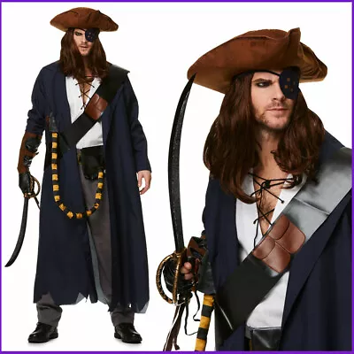 Pirate Voyager Captain Jack Sparrow Swashbuckler Caribbean Mens Costume • $200