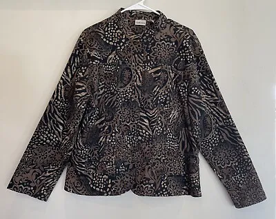 Chico's Light Jacket Safari Design Womens Size 3 (16) Mandarin Collar Button-Up • $12.99