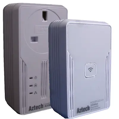 Aztech 500AV Homeplug Kit Comprising Wireless N And Mains Passthrough Adapters • £54.95