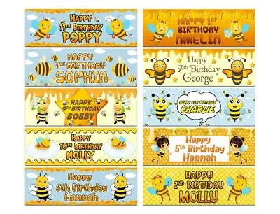 Personalised Birthday Banners Bee Design Children Kids Party Decoration 79 • £13.99