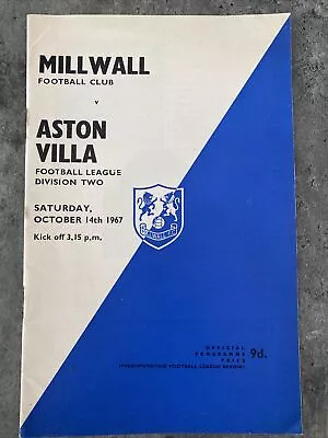 Millwall V Aston Villa 14/10/1967 (Division Two) • £2