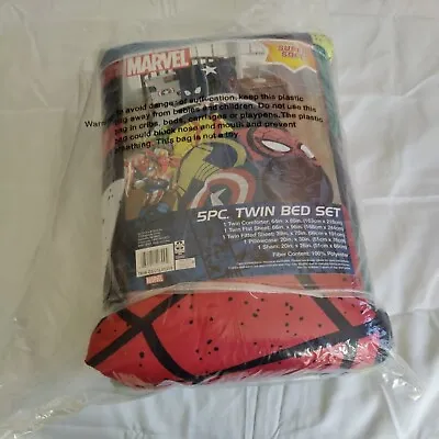  Kids Marvel Avengers Emblems 5 Piece Twin Bed Set Jay Franco & Sons Inc. Sealed • $68