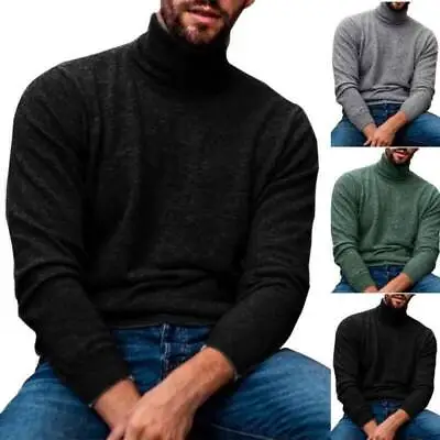 Mens Polo Turtleneck Wool Knit Sweater Winter Warm Pullover Cashmere Knitwear  • $20.70