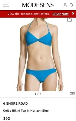 NWT 6 Shore Road By Pooja Women's Coiba Twist Bikini Top Horizon Blue Size S $92 • $4.99