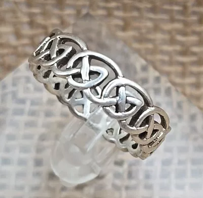 Mens Sterling Silver Celtic Trinity Love Knot Wedding Band Ring Size 11 • $49