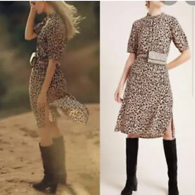 $150 Sz XS By Anthropologie Leopard Print McKenzie Midi Dress • $38.40