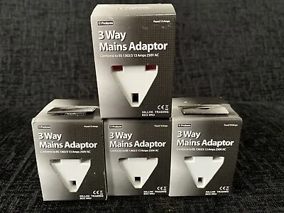 X4  3 Way 3 Pin Adaptor Converters 13 Amp Double Socket Household Multi Plug Uk • £13.99