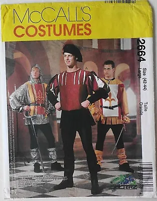 McCalls 2664 Mens Medieval Costume Doublet  Tabard Hat Sewing Pattern Sz L 42-44 • $4.99