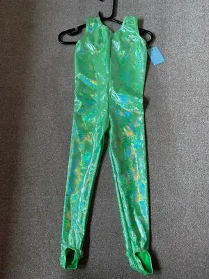 £12.50 • Buy Danse Dezines Green Hologram Jazz Tap Modern Acro Dance Costume  Size 0 CS