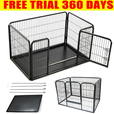 £71.90 • Buy Heavy Duty Dog Puppy Cage Pet Cat Playpen Whelping Box Metal Run Enclosure Floor