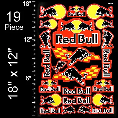 Red Bull Stickers Graphics Decal Sheet - 19PC 18 X12  MX ATV Motoross Dirt Bike • $13.95