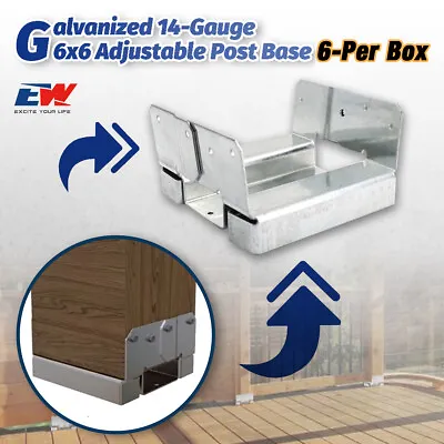 6PACK Adjustable 6x6 Post Base ABA66Z ZMAX Kit For Porch Railings Mailbox Posts • $41.49
