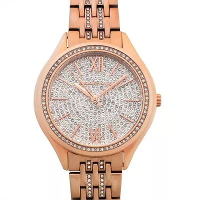 Womens Wristwatch MICHAEL KORS MINDY MK7085 Stainless Steel Gold Rose Swarovski • $224.24