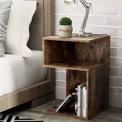 Artiss Bedside Table Shelves Side End Table Storage Nightstand Rust Oak UMENI • $35.43