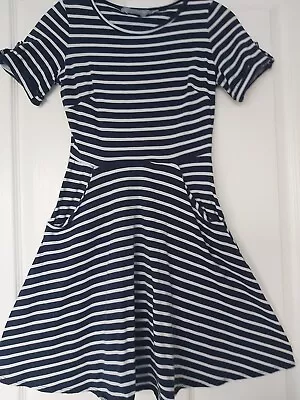 Dress Size 8 Navy White Stripeside Pockets • £4.99