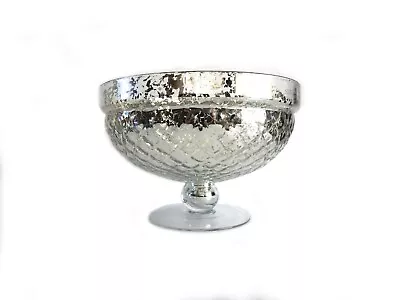 NWT Distressed Silver Mercury Glass Footed Bowl • $25