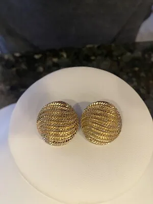 Vintage Monet Textured Gold Tone Clip On Earrings - Signed • $15