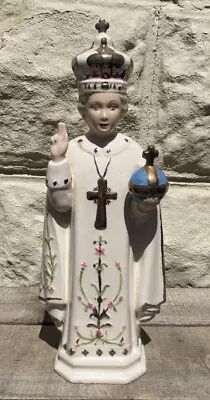 Vintage Infant Of Prague Ceramic Statue 11” Hand Painted Christ • $24.99