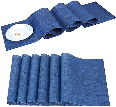 $50.48 • Buy Blue PVC Woven Placemats Kitchen Dining Table Runner Mat Set Washable Non-Slip