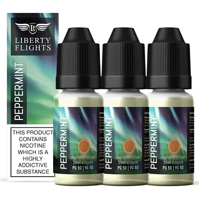 Liberty Flights E Liquid 10ml Peppermint XO Vape Juice 18mg 50/50 Pack Of 3 • £9.99