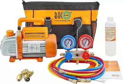 3.6CFM Vacuum Pump & Manifold Gauge Set - Home Split/Hvac A/C Refrigeration Kit  • $292.12