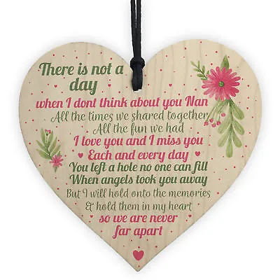 Nan Memorial Gifts Grave Plaque Tribute Sign Wooden Heart Mum Nan Birthday Gifts • £3.99
