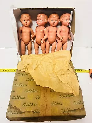 Cellba Box With 4 Dolls IN Celluloid Years ‘30 Brand New Rare Vintage • $569.23