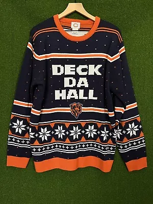 Vintage Official Chicago Bears Deck Da Hall Sweater Adult Size XL • $119.99