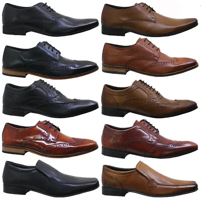 Mens Ikon Leather Smart Wedding Italian Formal Office Dress Work Shoes Size  • £19.95