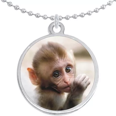 Baby Monkey Round Pendant Necklace Beautiful Fashion Jewelry • $15.88