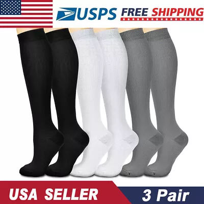 3x Miracle Flight Travel Compression Socks Anti Swelling Fatigue Support Socks • $16.91