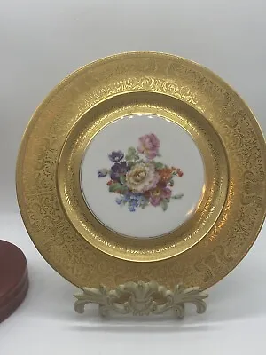  Vintage H&C Selb Bavaria Heinrich And Co Plate 10.75 Inches Floral Gold Border • $58.50