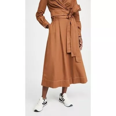 $158 • Buy NWT Staud Snoop Maxi Skirt With Belt Tie Saddle Brown Size 4