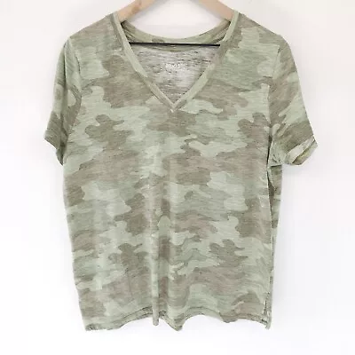 Mudd Shirt Womens Extra Large Camo Green Roadtrip Tee Love Peace Happiness Top • $9.50