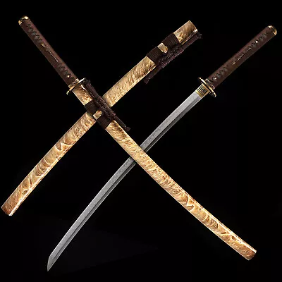 Japanese Samurai Katana Clay Tempered L6 Steel Blade Full Tang Sword Razor Sharp • $139.99