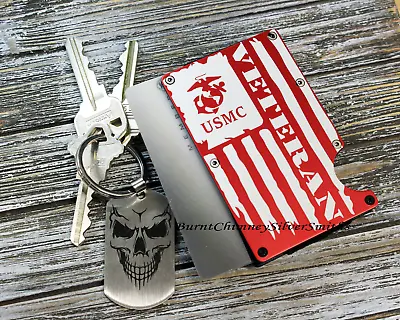 USMC Marine Corp. Veteran Metal Credit Card Holder. Custom Engraving Optional • $18