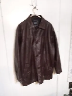 Vintage GAP Car Coat LEATHER Brown XL Button-up Jacket 2000s Y2K • $49