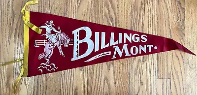 Vintage Billings Montana Western Cowboy Horse Red Felt Flag Pennant 29x11 HTF • $48