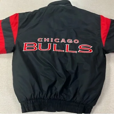 VTG Chicago Bulls Logo 7 Embroidered Lined Jacket Mens M Pockets MISSING HOOD • $49.99