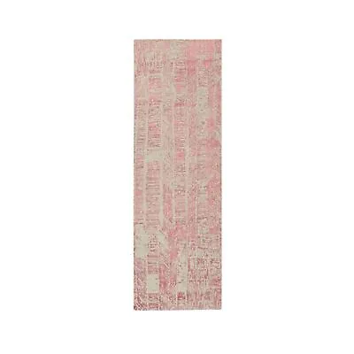 2'6 X8' Rose Pink Jacquard Hand Loomed Wool And Art Silk Runner Rug R64812 • $380.70