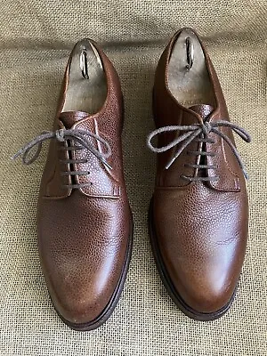 MEERMIN Men's Brown Leather Plain Toe Derby Shoes Size UK 7.5 || US 8.5 • $132