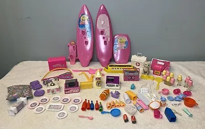 Vintage Barbie Accessories Lot: Wind-Up Dollhouse Playset Kitchen Items MORE! • $69.99