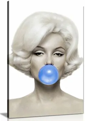 £29.99 • Buy Marilyn Monroe Bubble Gum Blue Canvas Wall Art Picture Print Home Decor