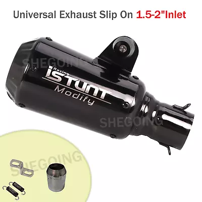 51MM Universal Motorcycle Exhaust Muffler Pipe Slip On For Scooter ATV Bike • $60.19