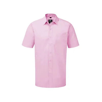 Men's Plain Smart Everyday Shirt Easy Care Formal Casual Collar Short Sleeve UK • £9.99