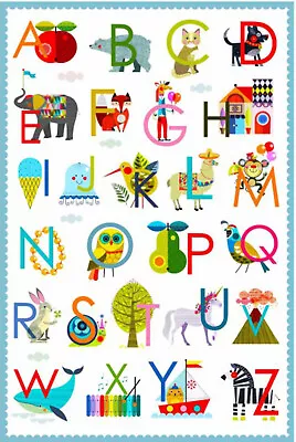 100% Cotton Fabric Nutex Alphabet Soup Learning Kids Panel • £12