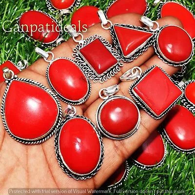 Coral Gemstone Pendant Lot 925 Silver Plated Handmade Wholesale Jewelry • $3.79