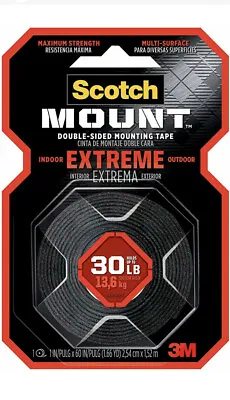 £13.20 • Buy 3M Scotch Extreme Double Sided Mounting Tape 1  X 60  Holds Up To 30lbs #414
