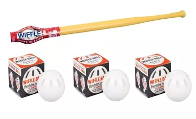 Wiffle Yellow & White Plastic 1-32   Bat & 3-3  Ball  Classic Design 4 Pc 1 Pk • $25.99